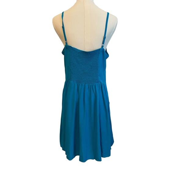 Express Dress Womens L Babydoll Coquette Smocked Spaghetti Strap Skater Y2k - Picture 2 of 10